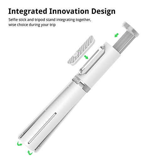 ATUMTEK Selfie Stick Tripod, 3-in-1 Extendable Aluminum Phone Tripod with Detachable Bluetooth Remote, Compatible with iPhone 17/16/15/14/13/12/11/11 Pro/XS Max/XR and Samsung Smartphones, White by ATUMTEK - Image 2