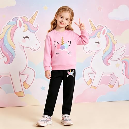 Image of RETSUGO Little Girls 2 Piece Clothing Sets Toddler Unicorn Sweatshirts and Leggings Cotton Fall Winter Casual Outfits 3-8T
