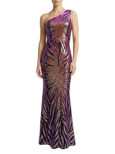 Image of Giffniseti Women's One Shoulder Holographic Sequin Dresses Evening Gown Formal Prom Maxi Dress