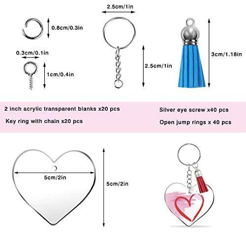 140 Pezzi Anelli Portachiavi Acrilico Nappa Set