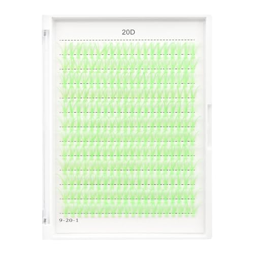 Bodermincer D Curl 240pcs 20D Lash Clusters Wispy Lashes Rose,Red,Blue,Black,Brown,Purple,Light Green,Dark Green Colors to Choose Lashes Cluster Eyelashes Eyelash Extension (20D-Light Green-18mm)