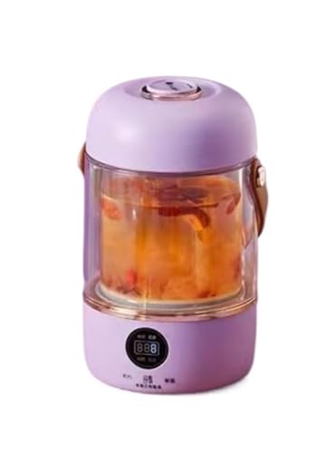 Fiozwea ミニ電気シチューポット 1〜2人用 ポータブル 多機能 スープ&お粥調理器 寮やオフィスに最適 鍋調理器具。 (パープル(紫色))