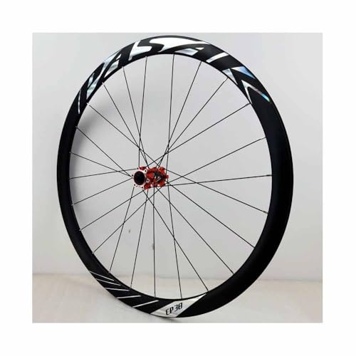 Ruedas Delanteras De Bicicleta De Carretera De Ciclocross 700C Ruedas De Liberación Rápida con Freno De Disco 9 * 100mm, Llantas De Bici De Doble Pared De Aluminio 38mm, 24 Orificios(Rot)