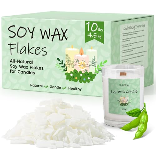 UNOTENA Soy Wax Flakes for Candle Making, Natural Candle Wax, Farm-Sourced, No Additives, Safe and Pure, 10LB