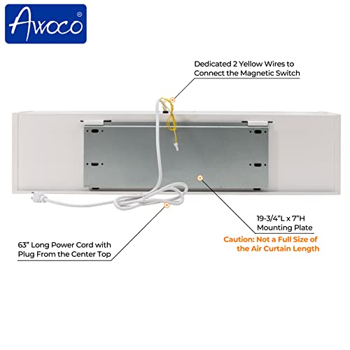 Awoco 36" FM-1209T 1100 CFM Slim Indoor Air Curtain, CE Certified, 120V Unheated with Remote Control and Magnetic Switch, Powerful, Quiet, Small Body, Light Weight