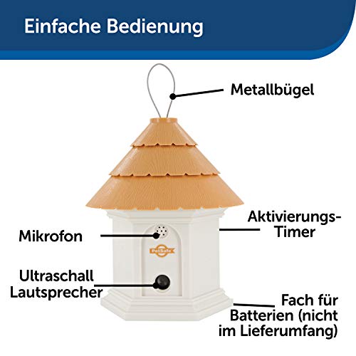 PetSafe Ultraschall Bellkontrolle Deluxe für Außenbereiche, Anti- Bellkontrolle mit digitalem Timer, 15 Meter Reichweite, Hundeerziehung ohne Halsband, ohne Stromschlag, batteriebetrieben