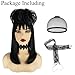 Ruina Black Wig for Bride Lydia Costume Women Medium Length Black Wig with Buns Cute Soft Wigs for Scary Halloween Costume Women R037BK
