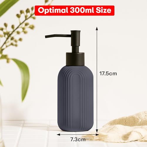 Image of Rioware 300ml Ceramic Soap Dispenser for Kitchen & Bathroom, Grey