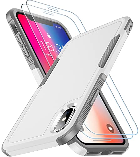 SPIDERCASE for iPhone X/XS Case,[Dual Layer][10 FT Military Grade Drop Protection] [Non-Slip] [2 pcs Tempered Glass Screen Protector] Heavy Duty Shockproof Case for iPhone X/XS 5.8-White - image 1