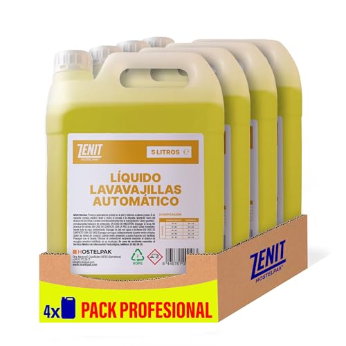 Hostelpak | 4 x 5L - Líquido lavavajillas automático, Limpieza profunda, Eficaz contra todo tipo de suciedad, Detergente líquido maquinas