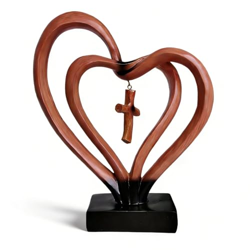 Lightshyer Handcrafted Marriage Takes Three Sculpture - Entwined Heart & Cross Christian Wedding Gift, Symbolizing Husband Wife & God, Faith-Based Keepsake for Weddings, Anniversaries (1pcs)