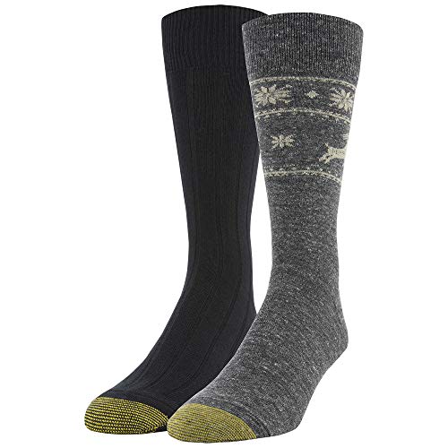 GOLDTOE Men's Holiday Novelty Dress Crew Socks 2 Pack