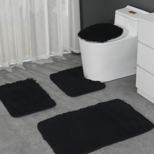 Amazon.com: m0p6uh6k Bathroom Rug Sets 4 Piece Non Slip, Toilet Lid ...
