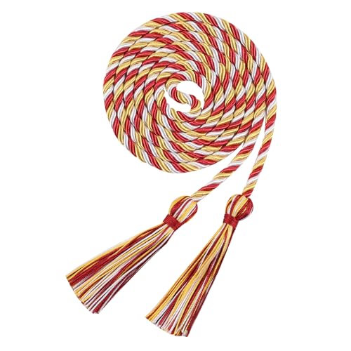Image of Graduation Honor Cord 68 inch Grad Braided Honor Cords with Tassel Honor Rope Grad Cords for Graduation Students Bachelor Master Doctoral Gown Grad Decor (Burgundy White and Gold)