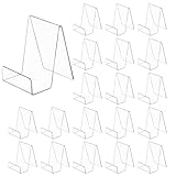 SHENLIU 20 Pack Clear Book Stand, 3x4 Inch Acrylic Easel Stand Book Display Holder, Display Stands for Album, CD, Music Sheets, Plate, Artworks, Phone, Tablet, Magazine, Postcard
