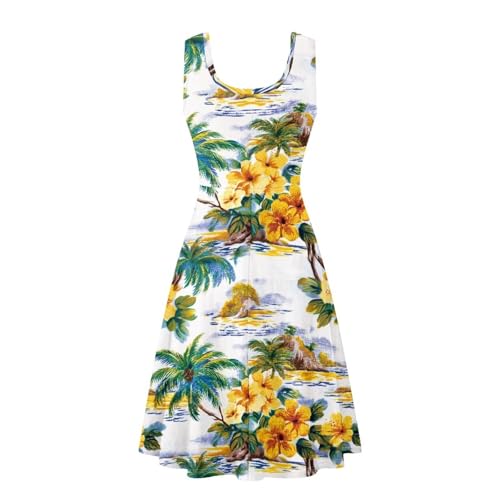 Image of Dreaweet Casual Sleeveless Dresses for Women Girls, Round Neck Tank Dresses with Pockets Summer Sundress Size XS-4XL