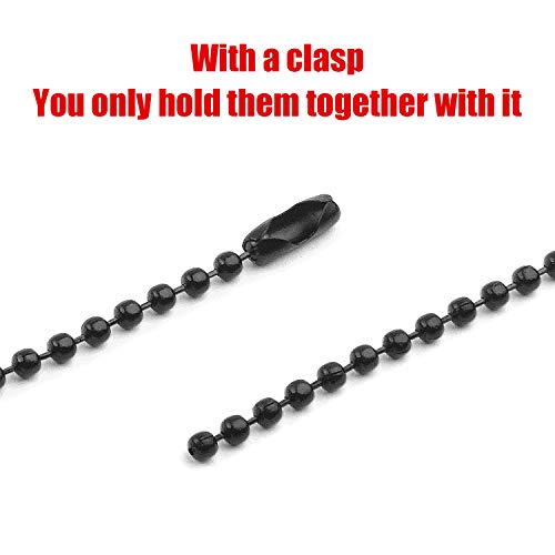 Bronagrand 100 Pieces Ball Bead Chains, 100Mm Long Bead Connector Clasp Tag Keychain Key Rings, 2.4 Mm Diameter, Black #TOP3