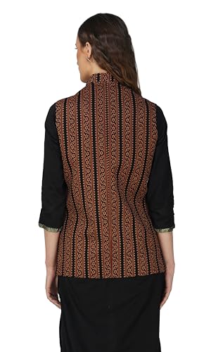 Image of Vastraa Fusion Solid Indian Traditional Ethnic Waistcoat Festive Woolen Nehru Jacket for Women