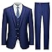 LUPURTY 3 Piece Navy Blue Suits for Men Slim Fit Men's Suit for Business Wedding Party 2 Button Blazer Tuxedo Set Jacket Vest Pants &Tie, Navy Blue M