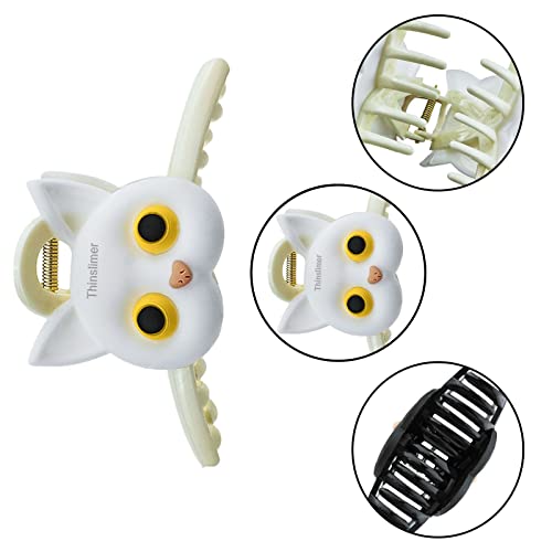 Thinslimer 4 Pack Cute Cat Hair Claw Clips For Women Large Thick Long Hair Clips Strong Hold Fashion Hair Styling Accessories For Women Girls Thin And Thick Hair (Black & White) #TOP2