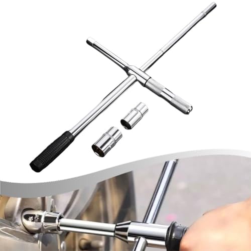VRTYVEYBB Llave cruzada para cambio de neumáticos, juego de llaves de palanca larga de 17-23 mm, de acero templado al cromo vanadio, para coches y motocicletas
