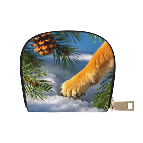 Paws in the Pines Print Credit Card Holder, PU Leather Small Card Bag Wallets with Zipper for Women Men id Business Card