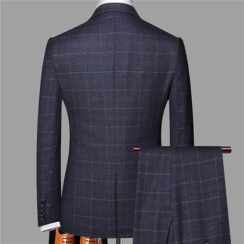 Mens 3 Piece Striped Notched Lapel Suit Jacket Slim Fit Formal Blazer Coat Wedding Prom Party Suits2