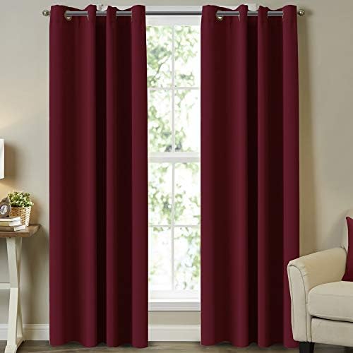 Ultra Sleep Well Microfiber Blackout Panel Drapes for Home Decor Blackout Curtains for Bedroom /Living Room , 52" Wide x 108" Long Curtains for Sliding Glass Patio Door, (Set of 2), Burgundy
