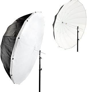 Pixapro 160cm Parabolic Umbrella Giant Brolly Diffuser Box Photography Lighting Softbox Flash Professional Studio Light Modifier Diffusion (160cm With Removable Diffusion, Black/White)