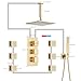 Shower System with Body Jets 12 Inch Rain Shower Head with 6 Body Spray Jets and Handheld Shower Wall Mounted Thermostatic Brass Faucets Complete Set，Brushed Gold