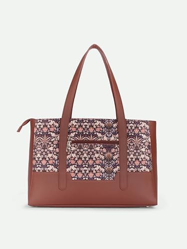 Image of ZOUK Handcrafted Vegan Leather Travel Tote Bag for Women with Multiple Compartments | Spacious Water-Resistant Shoulder Bag for Travel, Vacation, Day Trips |
