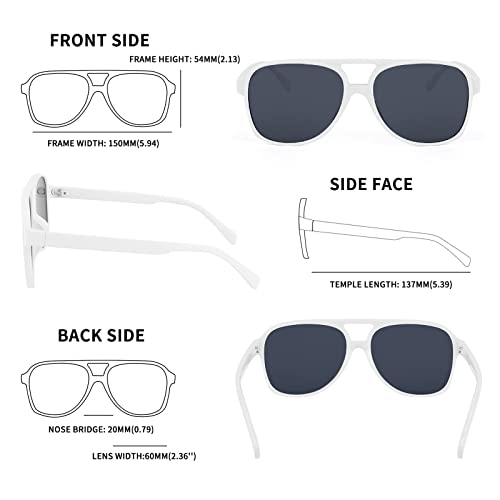 Image of FEISEDY Vintage Retro 70s Plastic Aviator Sunglasses Women Men Classic Large Squared Frame B2751