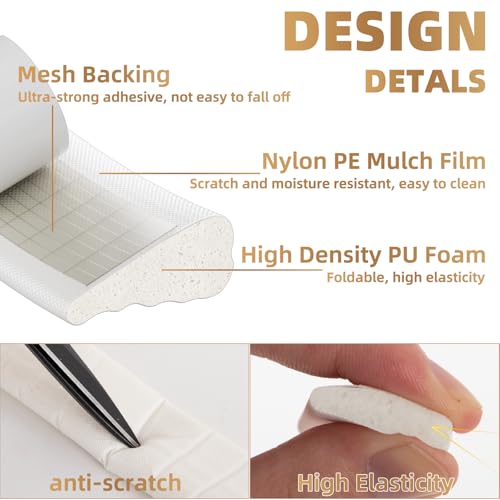 KNEELISA 118” Wedge-Shape Foam Window Weather Stripping Door Seal Strip,Soundproofing Frame Insulation Tape for Exterior Front Door,Noise Cancelling Window Inserts,Door Gap Filler Light Blocker,White