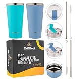 AVODAH 20 oz 2 Pack Tumbler With Lid and Straw/Travel Coffee Mug with Leakproof Lid/Triple Insulated