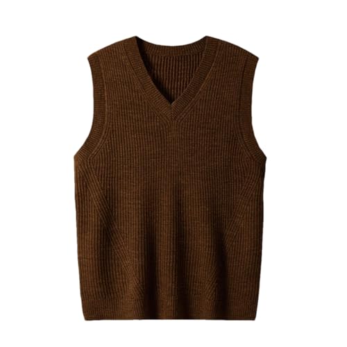 Mens V-Neck Knitted Vest Business Casual Classic Thick Sleeveless Sweater Vests Tops