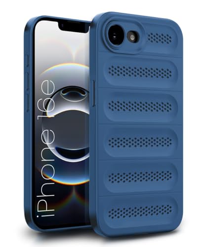 Image of WOW IMAGINE Ultimate Silicone Back Cover Case for iPhone 16e | iPhone 17e | Heat Dissipation Thin Soft TPU | 360 Camera Protection | Breathable Cooling Holes - Deep Blue