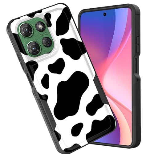 CICPLKSE for Moto G 5G 2025 Case,Dual Layer Heavy Duty Hybrid Shockproof Hard PC Soft Silicone TPU Bumper Protective Cover Case for Motorola Moto G 5G 2025 6.7",Cow Print