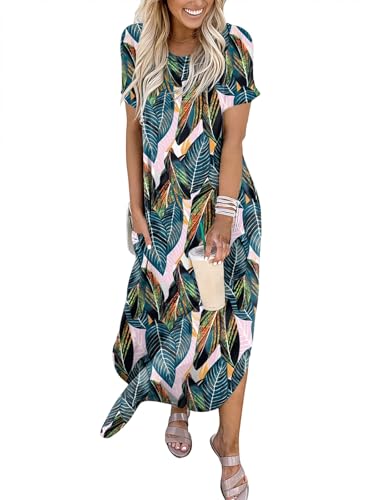 ANRABESS Womens Summer Maxi Dress Short Sleeve Casual Loose Long T Shirt Dresses Split Vacation Beach Sundress Travel Outfits - Image 6