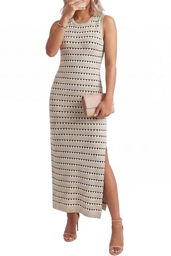 OUGES Maternity Knit Dress with Sleeveless Crewneck