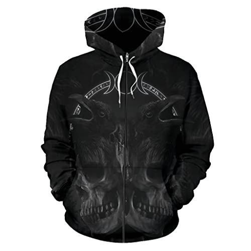 Sweat à capuche Viking mythologie nordique Odin pull homme imprimé totem rune rétro