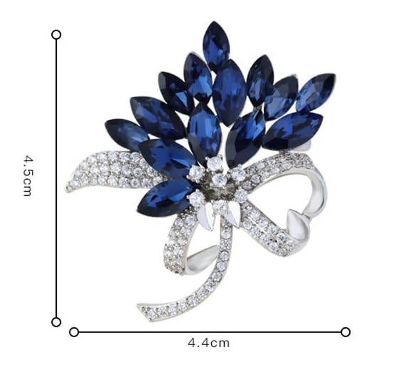 Image of Large Brooch Pin Austrian Crystal Leaf Shape Bouquet Rhinestone Scarf Decoration Wreath Cloth Brooches Pins For Women Girls