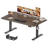 JUMMICO Höhenverstellbarer Schreibtisch 160 x 80 cm mit Kabelwanne, Höhenverstellbar Elektrisch Stehpult mit USB Buchse, Computertisch, Ergonomischer Steh Sitz Tisch, Bürotisch, Nussbaum