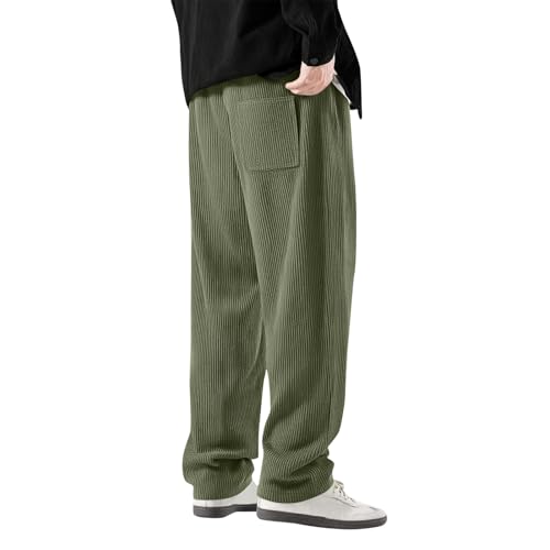 Vintage Corduroy Pants Men Slim Fit Elastic Waist Straight Leg Pants Open Bottom Gym Baggy Sweatpants with Pockets3