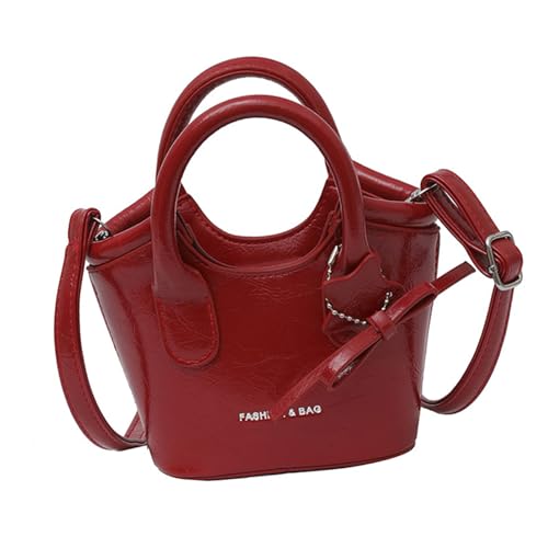 Bwuikim Elegante bolso cruzado para mujer, diseño coreano, bolso de hombro casual de viaje para varias ocasiones, bolso de cubo moderno para la playa, Red