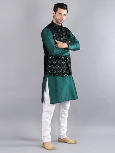 Image of Uri and MacKenzie Men's Silk Blend Kurta Pajama with Designer Ethnic Nehru Jacket /Modi Jacket