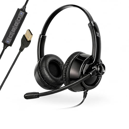 10 Laptop Setup Essentials 52 ANT Glory 10 Wired USB Headset, On Ear Headphones with Mic, Noise...