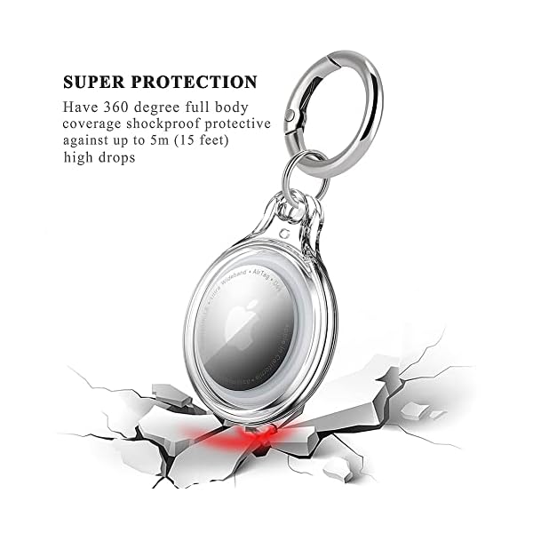 COOLQO-4-Pack-Waterproof-Air-Tag-Keychain-Holder-Case-Compatible-with-Apple-AirTag-Case-for-Dog-cat-Collar-Tracker-Key-Ring-360-Full-Body-Coverage-Hard-2in1-Shockproof-Locator-Protective-Cover-Clear 4 Pack Waterproof Air Tag Case for Dog