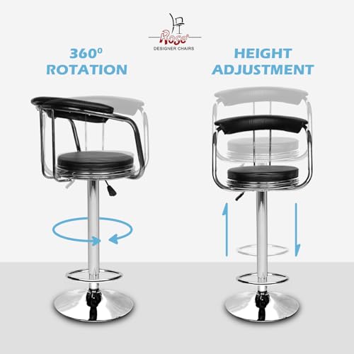 Image of ROSE Kiya Height Adjustable & Revolving Bar Stool /Kitchen Chair Suitable for Kitchen, Cafeteria, Dining, Office,Shops (Pack of 1) (Jet Black)