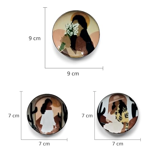 Image of Amazon Basics Modern Boho Lady Art Metal Decorative Fridge Magnet | Gift Items for Women and Men | Home Decoration Gift Item | Set of 3 | Stylish Fridge Magnet 1x9 CM, 1x7 CM