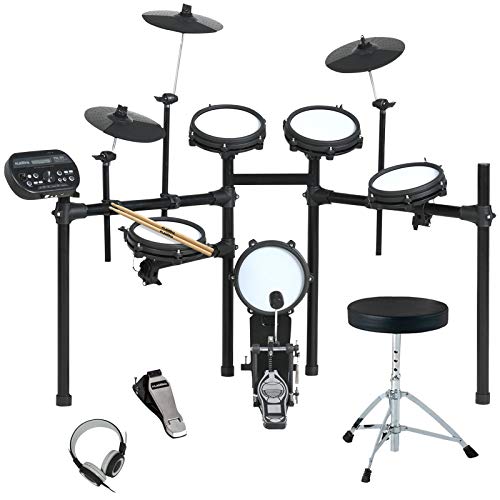 LAGRIMA LAG-710 Mesh Kit Electric Drum Set, 8 Piece Electronic Drum Kit with Adjustable Drum Throne, Headphones, Drumstick, Connection Cables, Solid Support Set